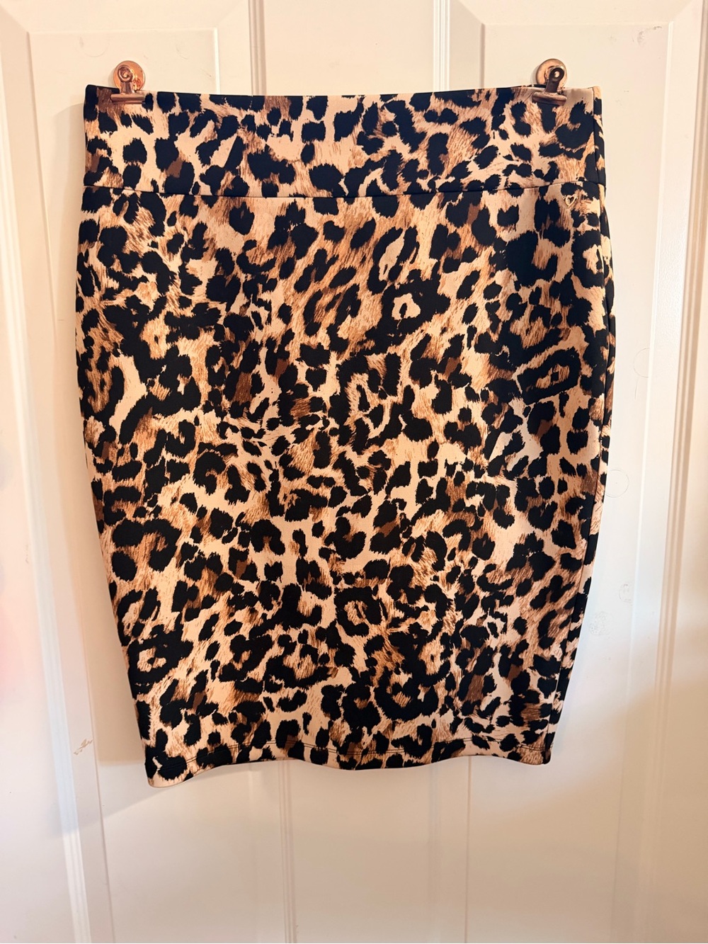 Thalia Sodi Leopard Print Pencil Skirt - Black & Tan